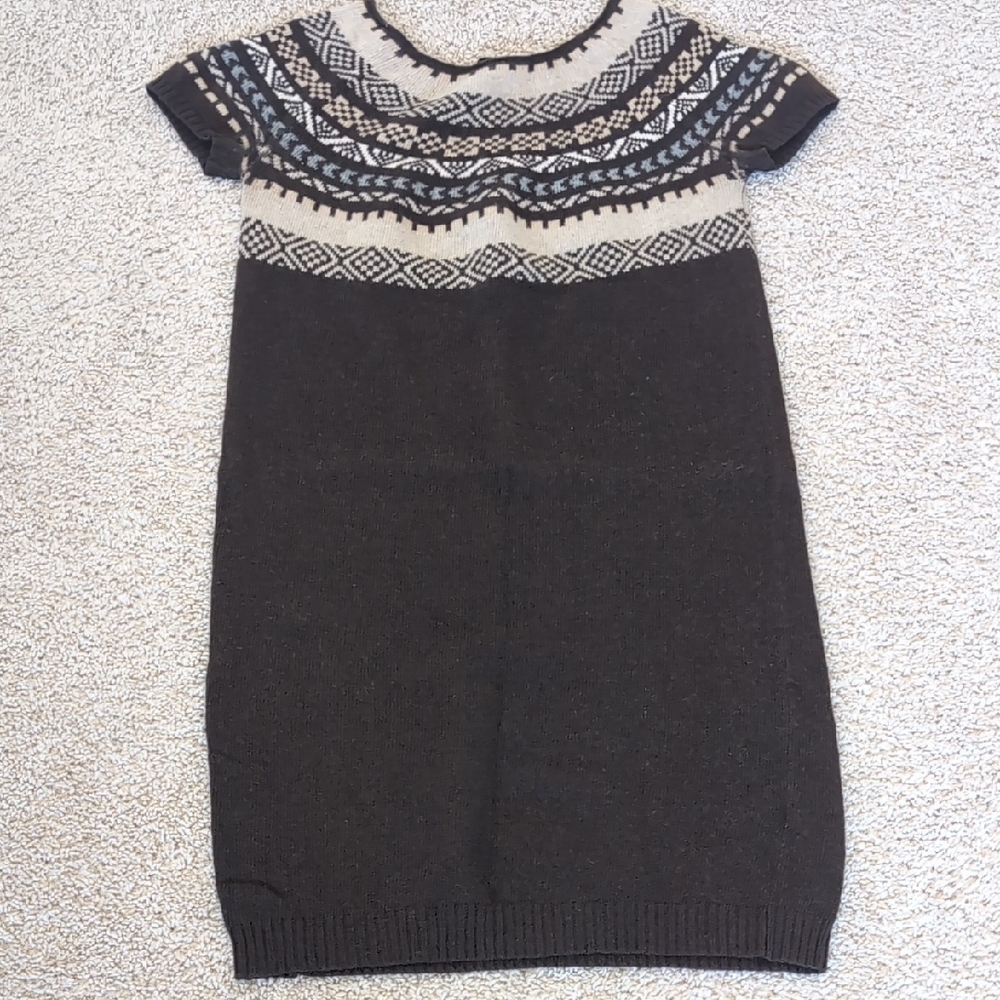 Charming Brown And Beige Whool Dress